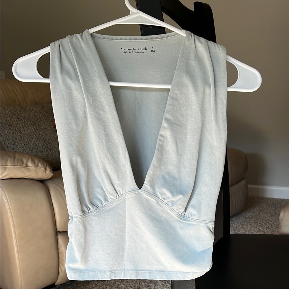 Abercrombie & Fitch Light Mint-Green Fitted V-Neck Tank Top